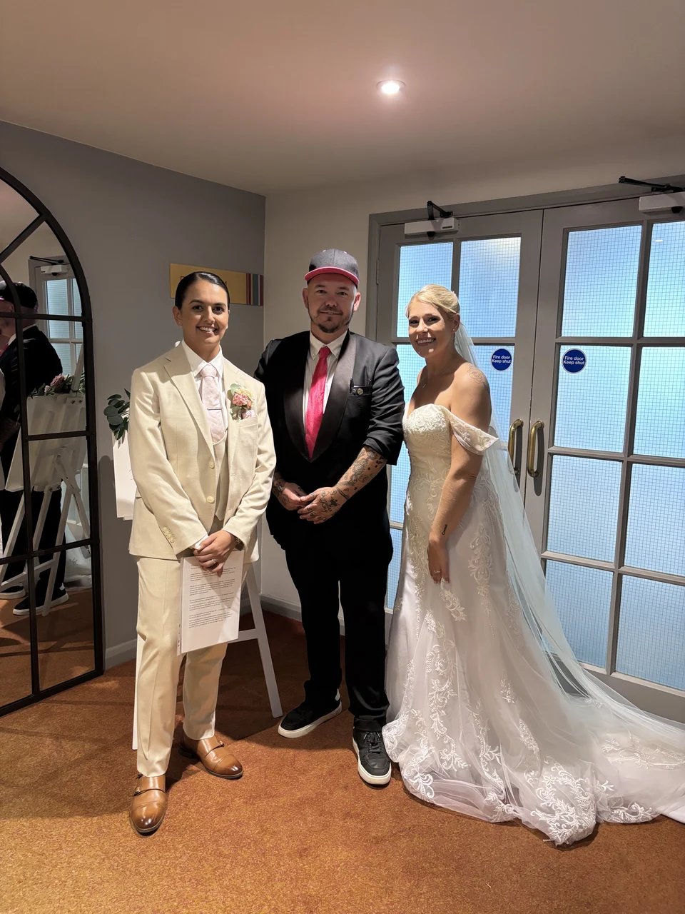 Phil with a wedding couple