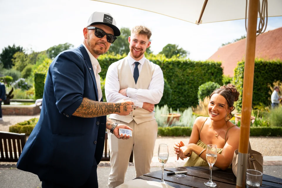 Phil Pearson performing wedding magician