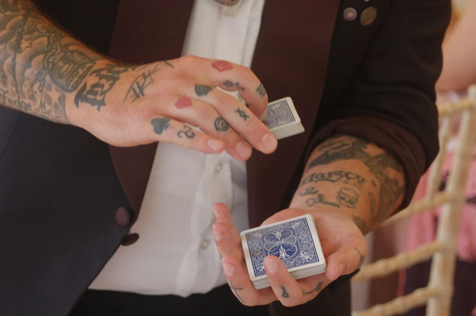 Phil Pearson performing stage magician